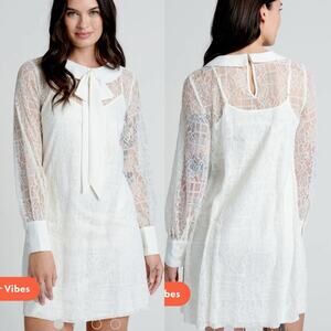 Modcloth Honeymoon Maven Shift Lace Dress Irony White Wedding